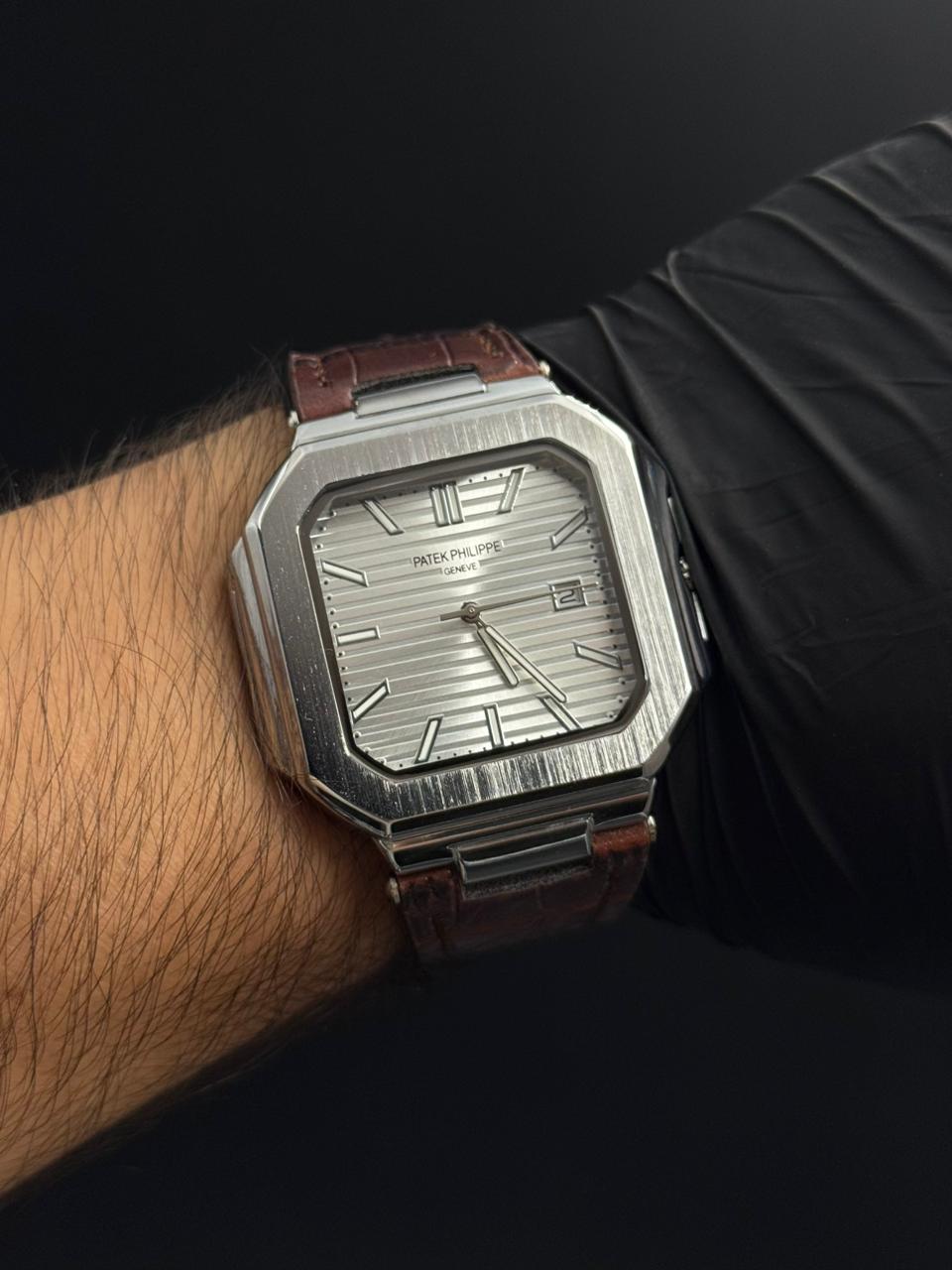 Patk Cuero Cafe Tablero Plateado