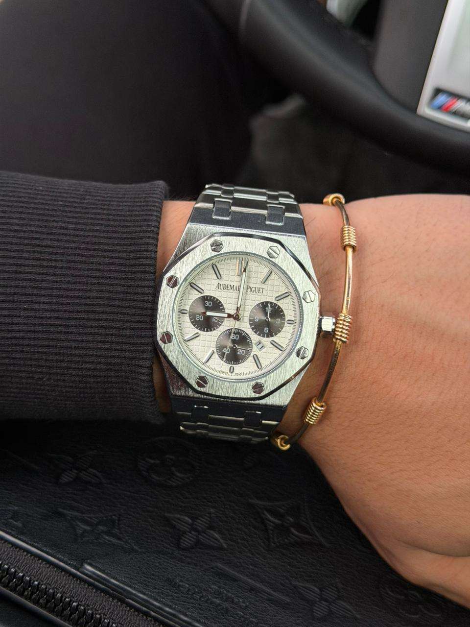 Admrs Metalico Crono Plateado Tablero Blanco