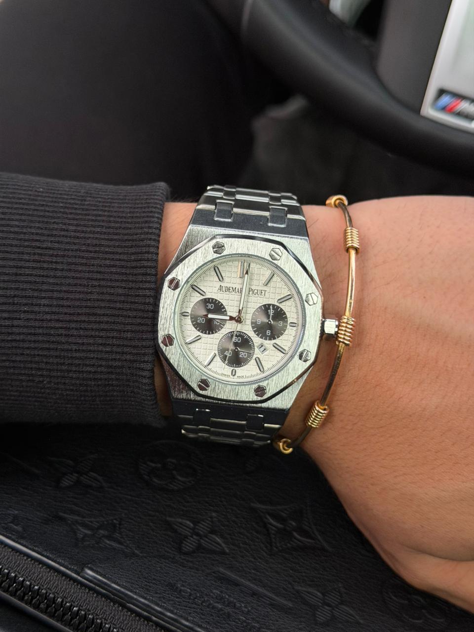 Admrs Metalico Crono Plateado Tablero Blanco