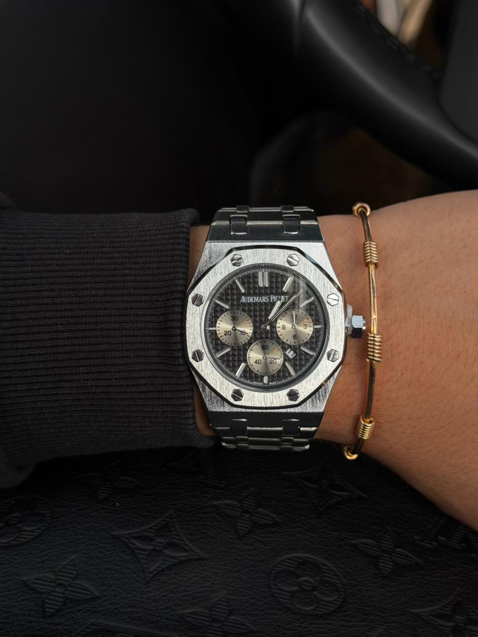 Admrs Metalico Crono Plateado Tablero Negro