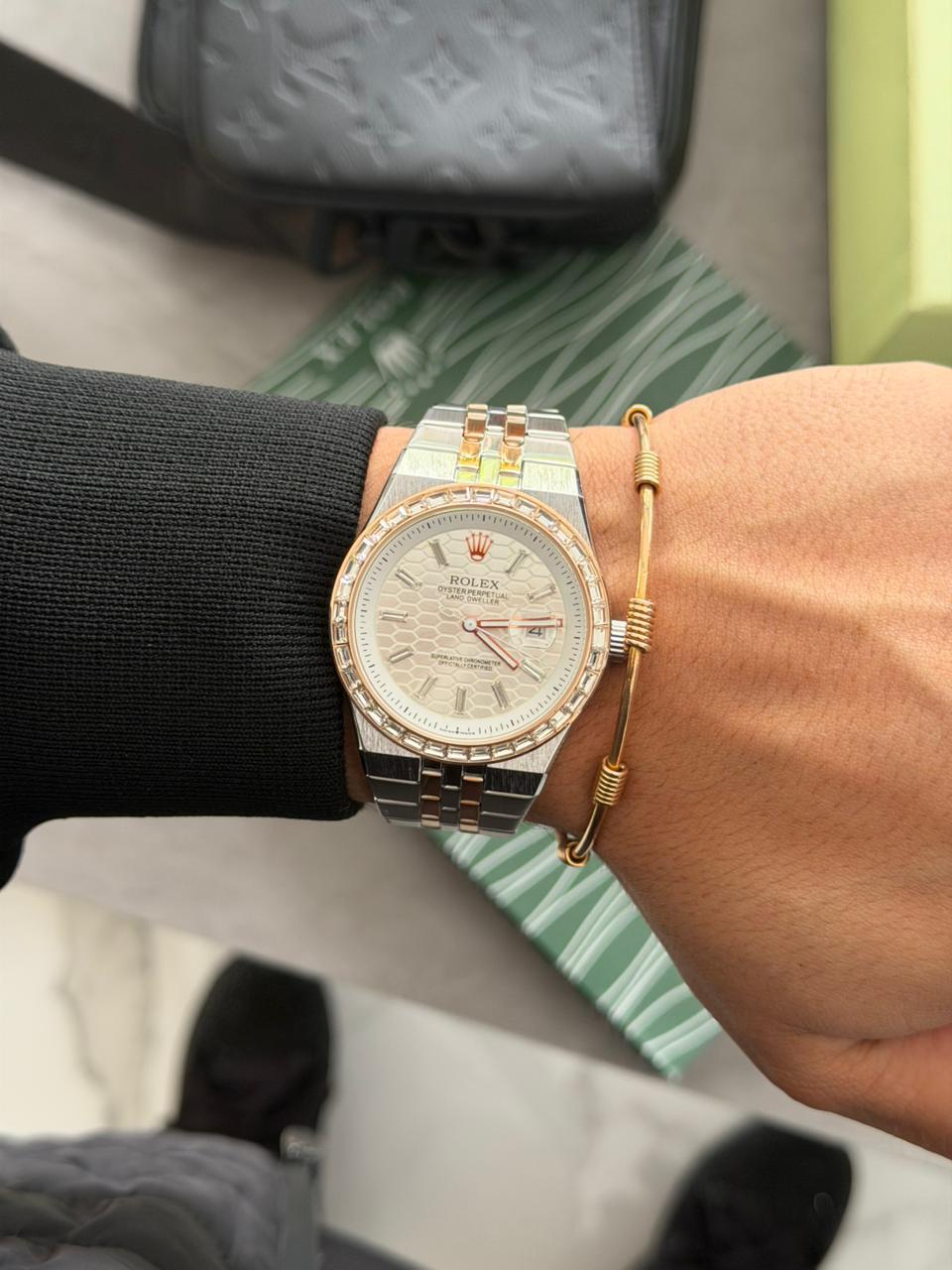 Rlx Diamond SR Bicolor Oro Rosa Tablero Plateado