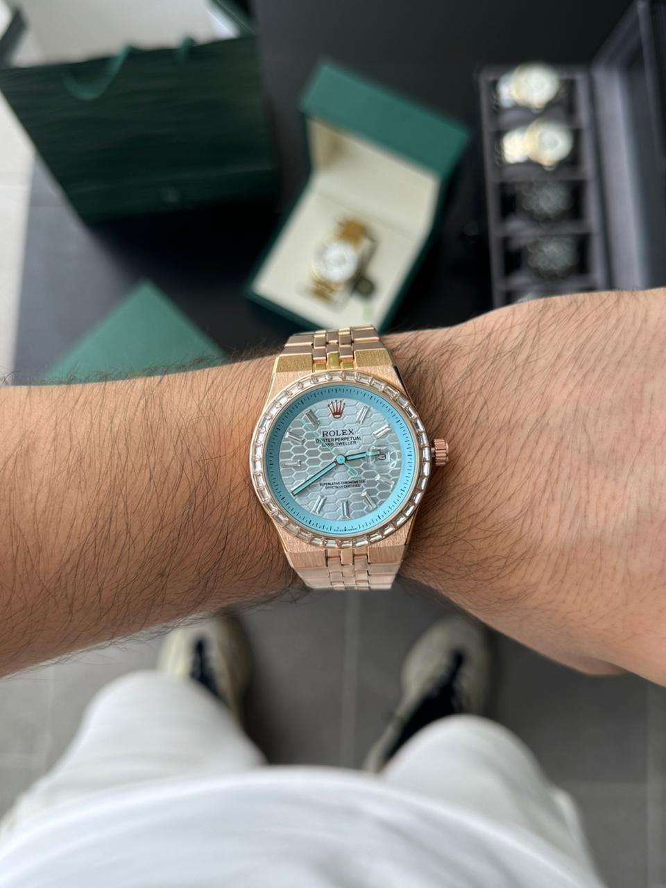 Rlx Diamond Sr Dorado Tablero Azul Claro