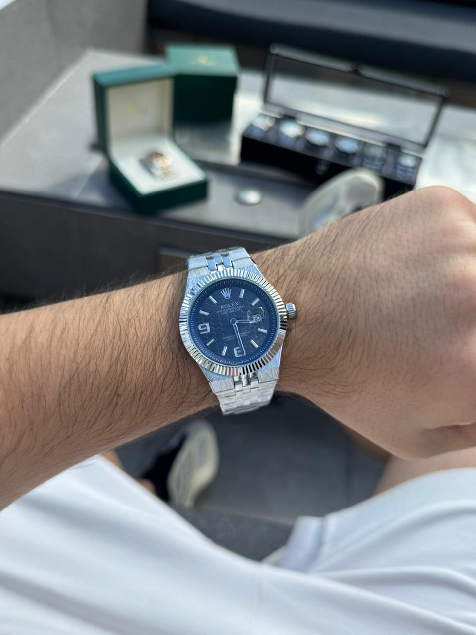 Rlx Lx Plateado Tablero Azul Rey