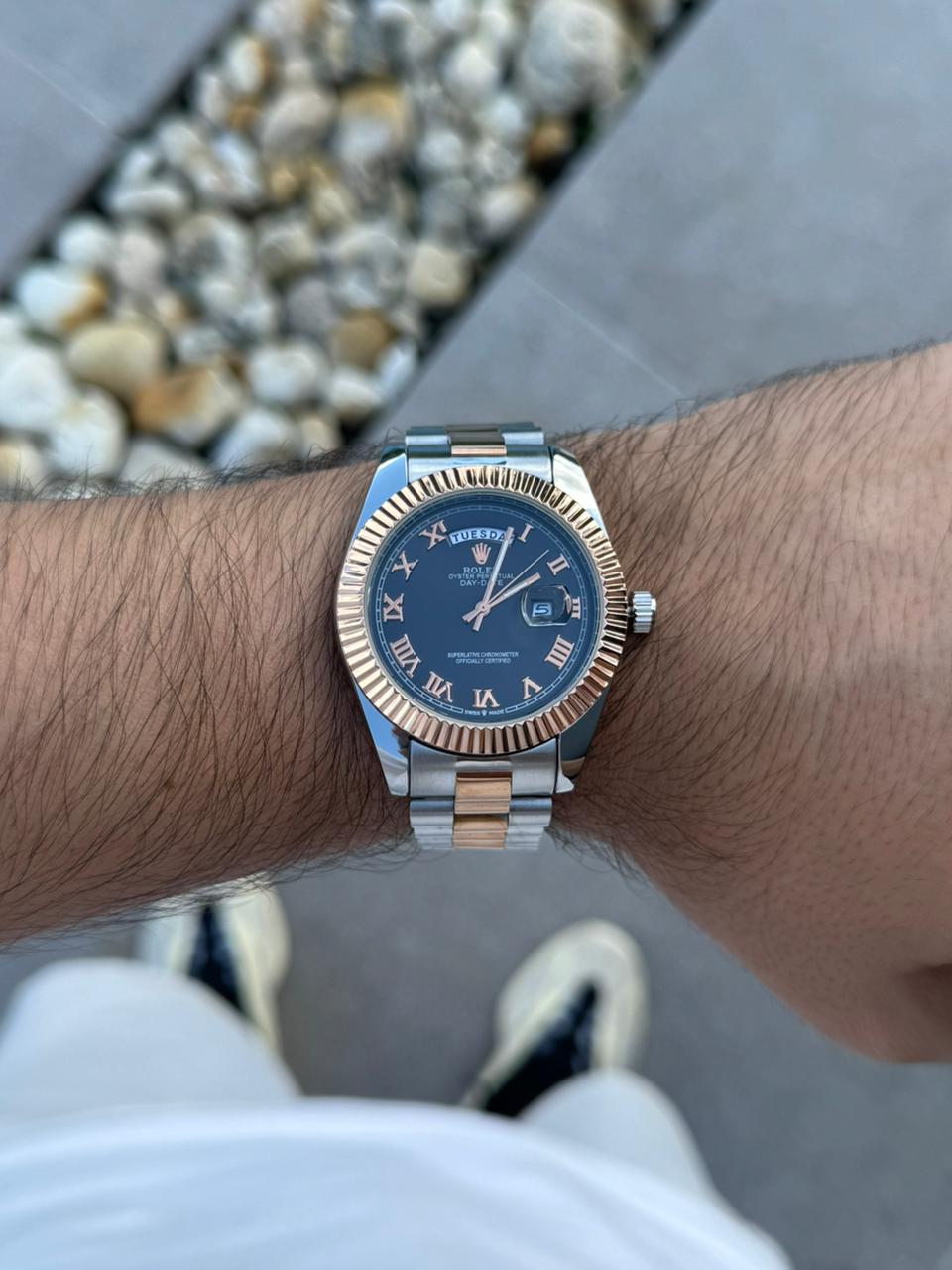 Rlx Roman Bicolor Oro Rosa Tablero Azul