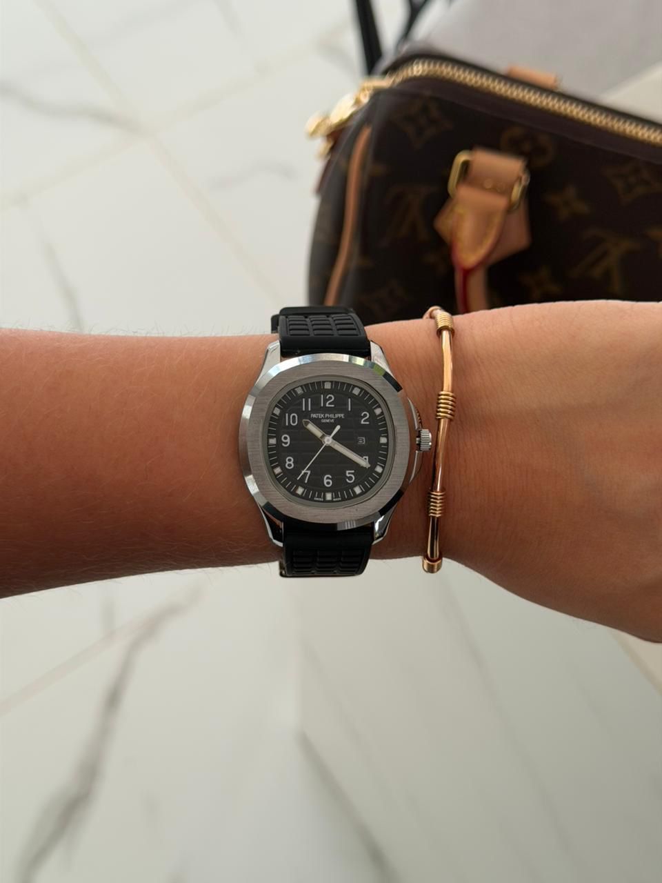 Ptk Mujer Goma Negra Tablero Negro Plateado