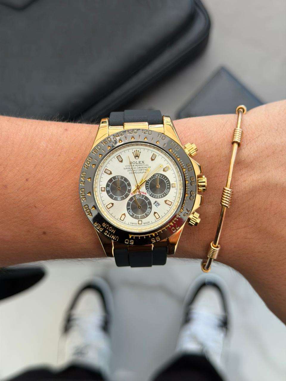 Rlx Day Goma Negra Tablero Plateado Dorado Negro