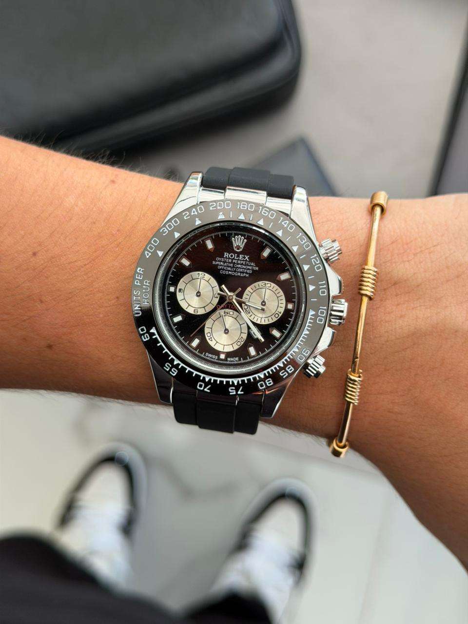 Rlx Day Goma Negra Tablero Negro Plateado