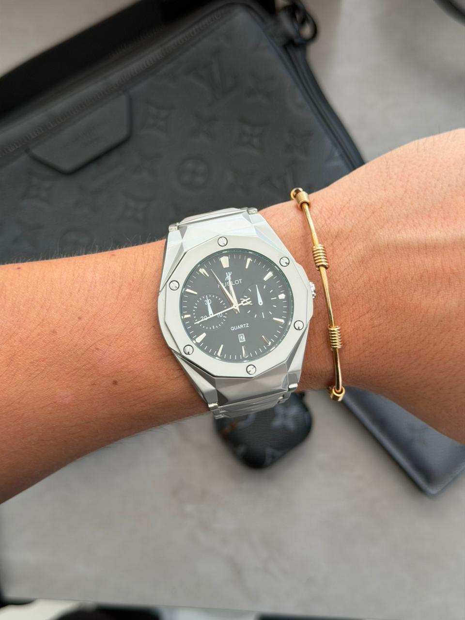 Hblt Resina Crono Gris Tablero Negro