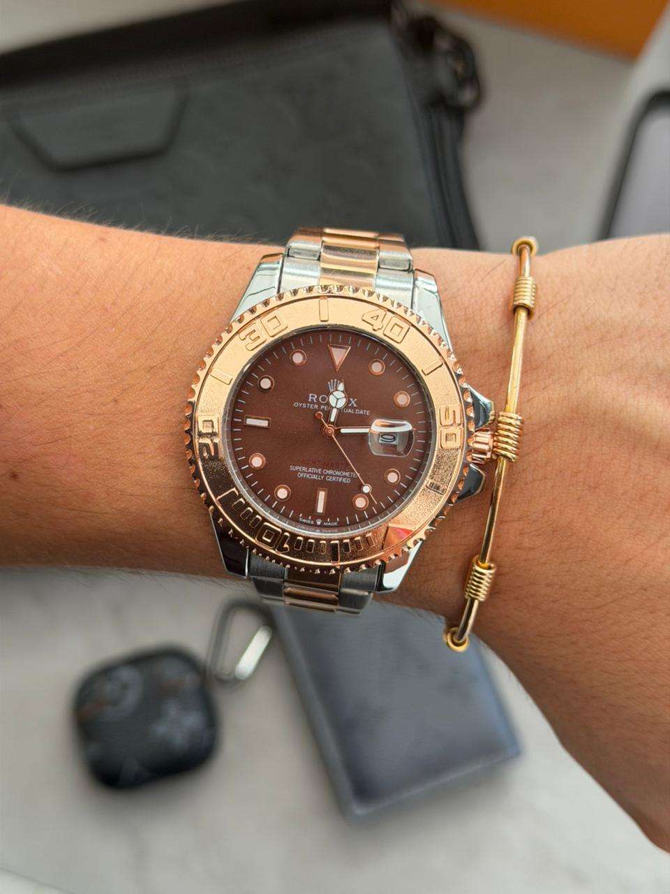 Rlx Master Bicolor Oro Rosa Tablero Chocolate