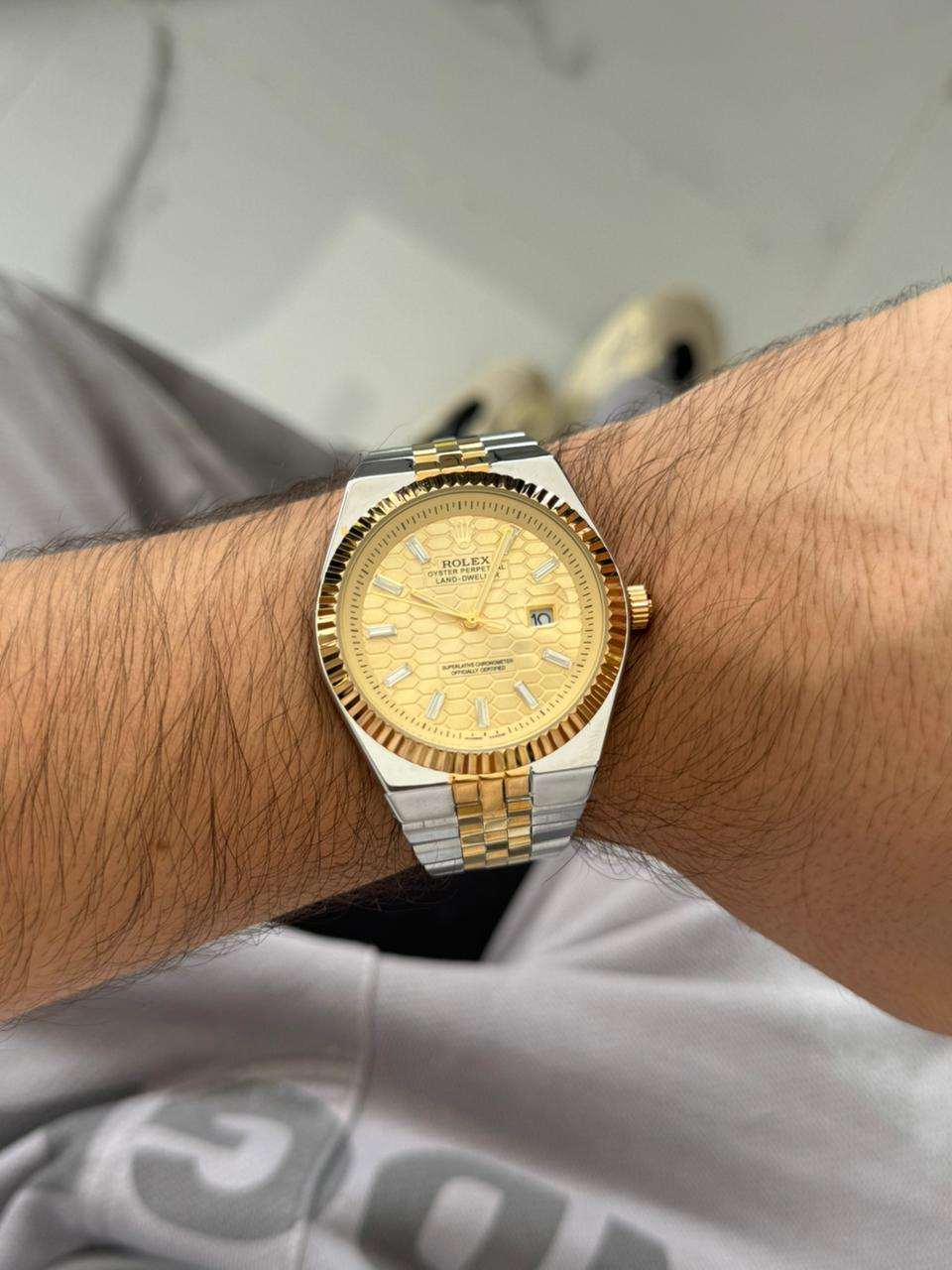 Rlx Oyster Luxe Bicolor Dorado Tablero Dorado