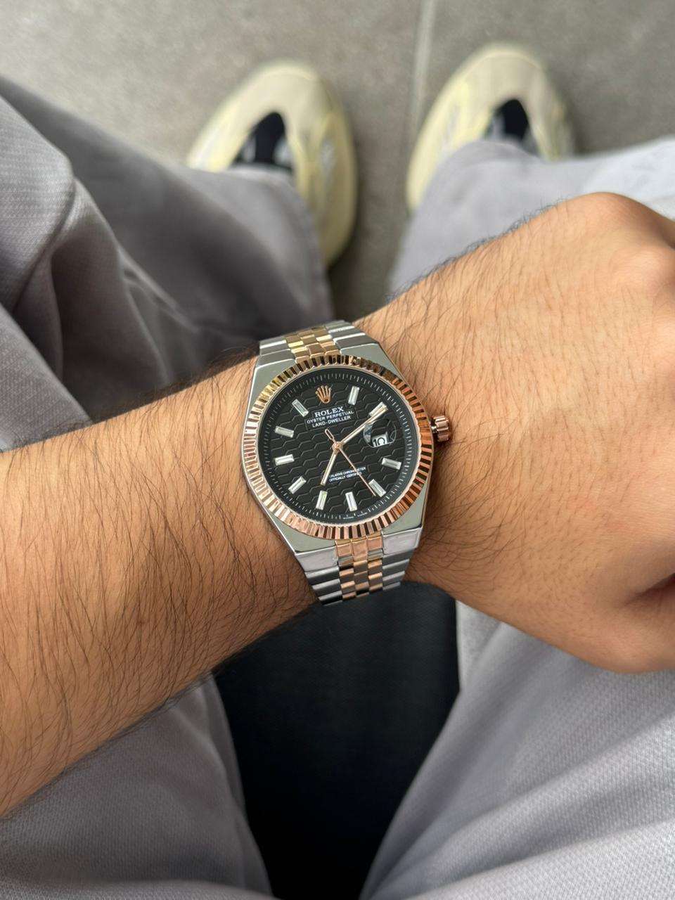 Rlx Oyster Luxe Bicolor Oro Rosa Tablero Negro