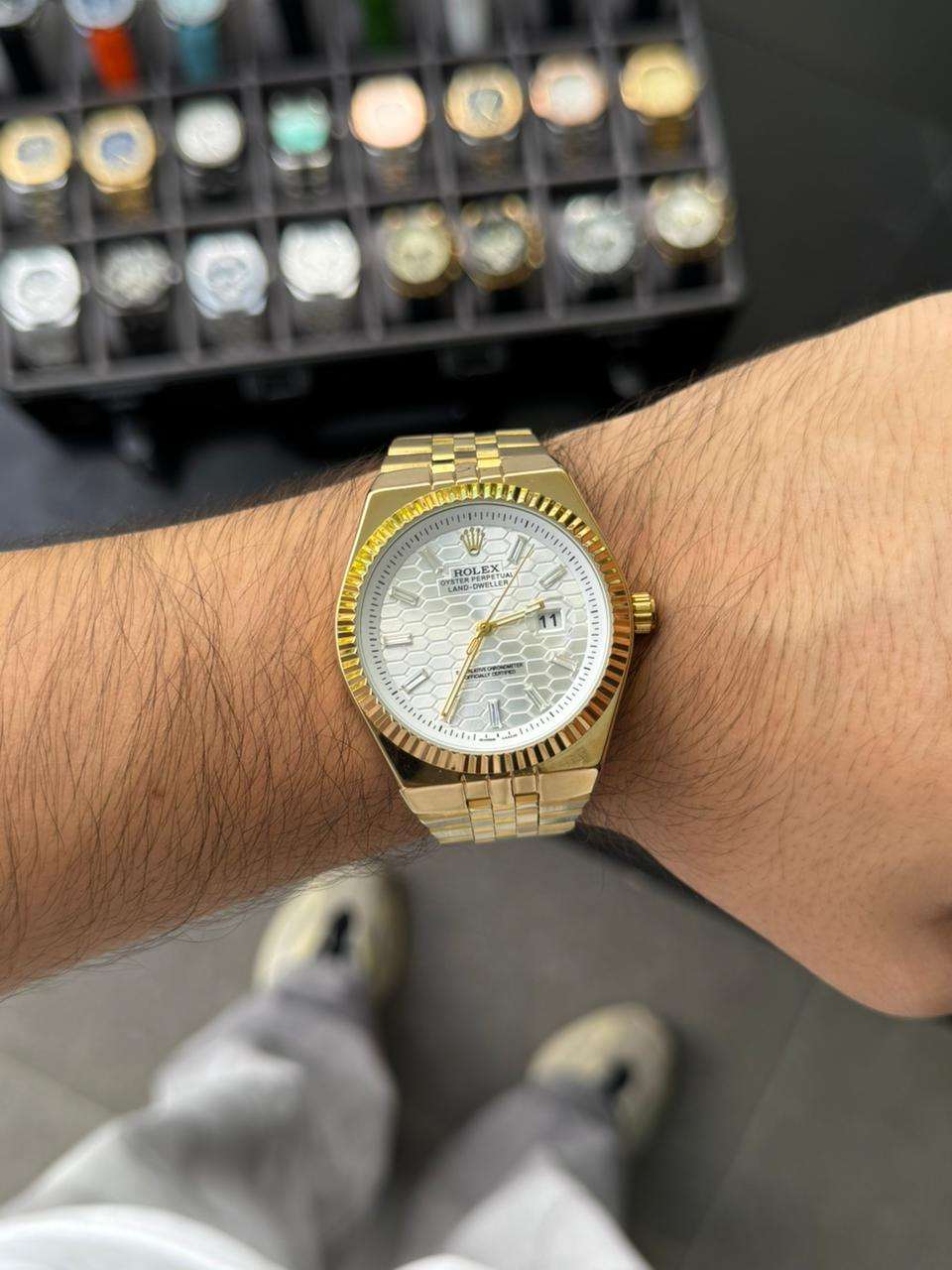 Rlx Oyster Luxe Dorado Tablero Plateado