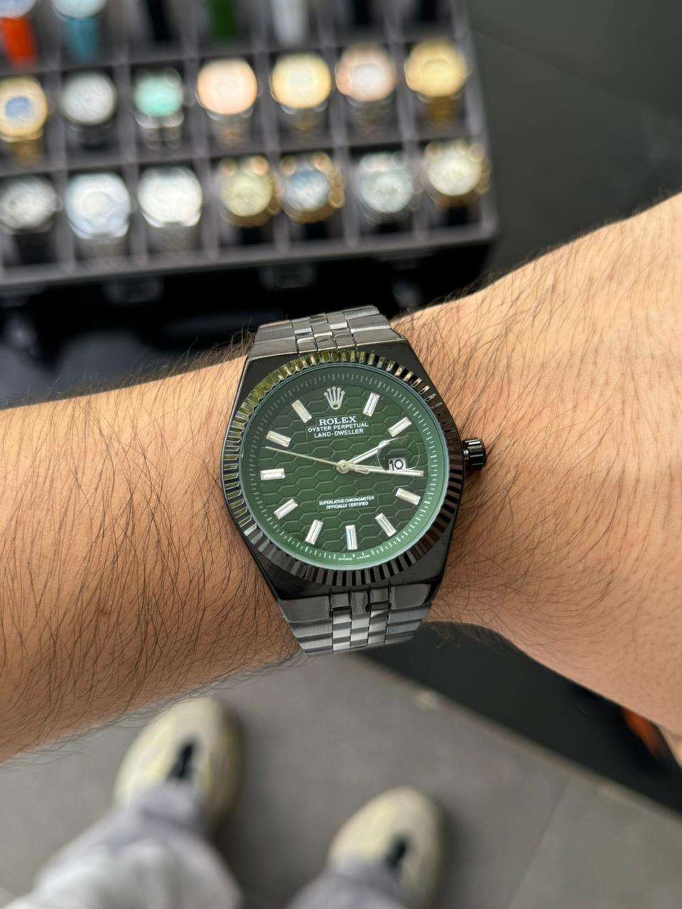 Rlx Oyster Luxe Negro Tablero Verde