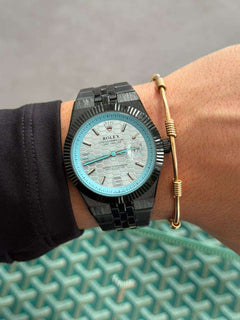 Rlx Luxe Negro Tablero Azul Claro