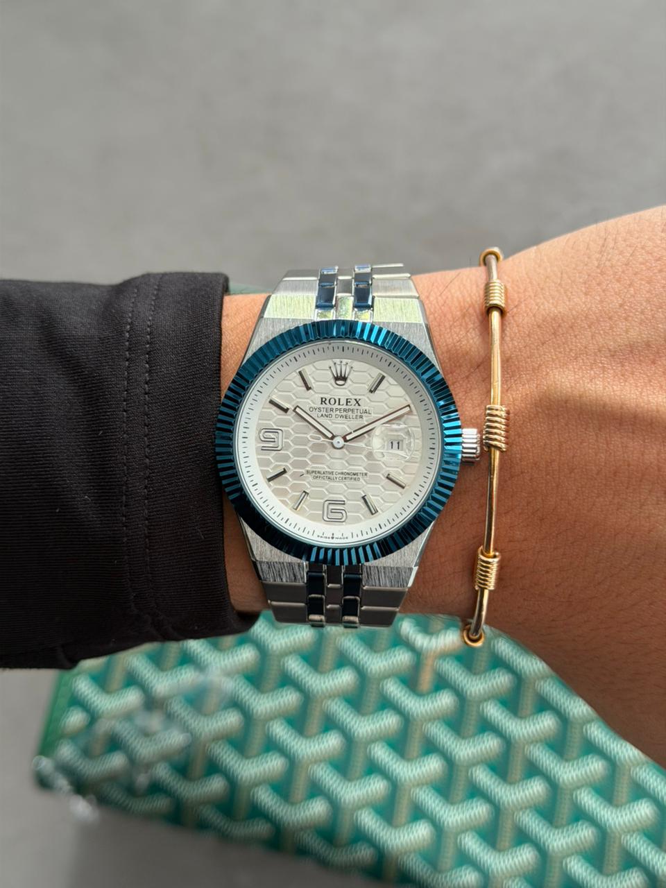 Rlx Luxe Bicolor Azul Tablero Plateado Azul