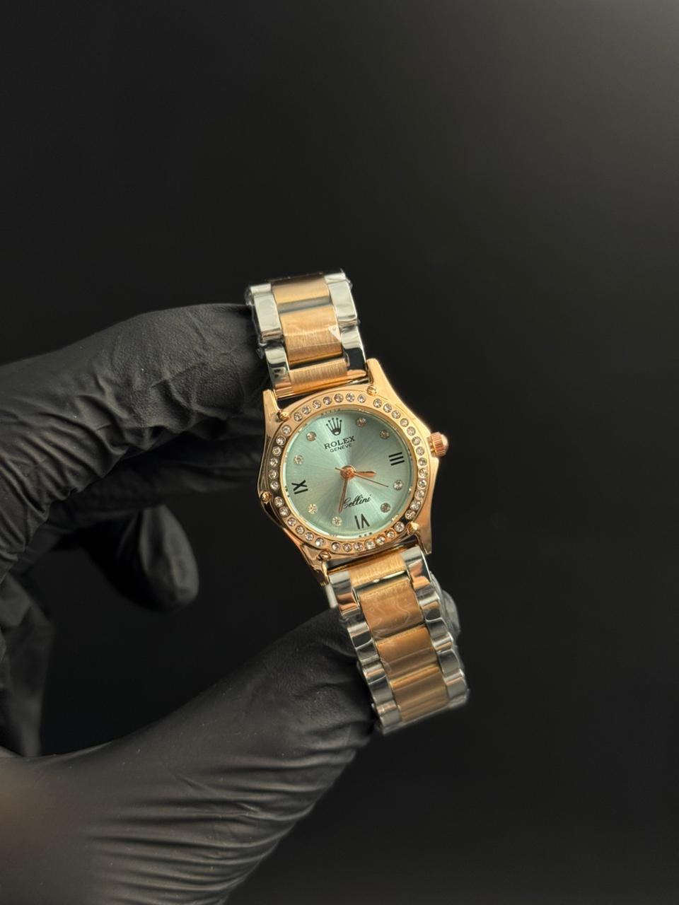 Rlx Mujer Bicolor Oro Rosa Tablero Plateado