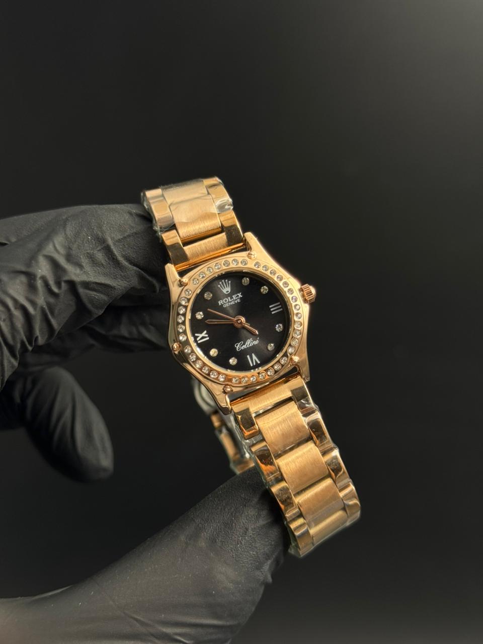 Rlx Mujer Oro Rosa Tablero Negro