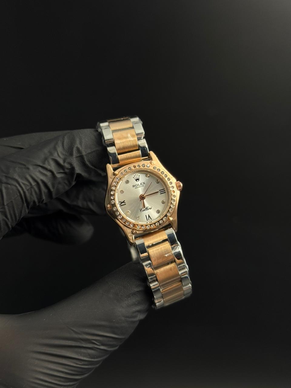 Rlx Mujer Bicolor Oro Rosa Tablero Verdoso