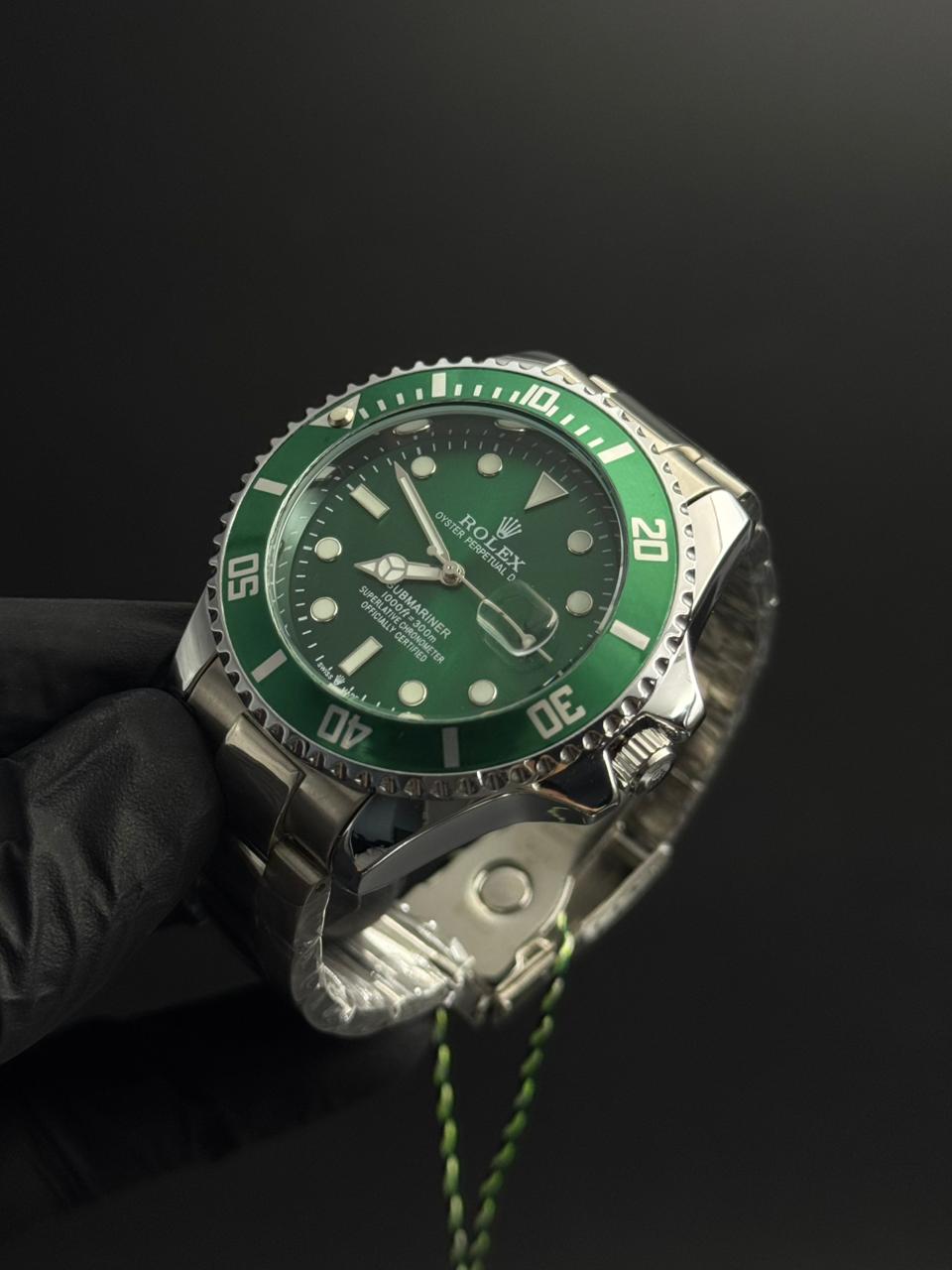 Rlx 2026 Submariner Plateado Tablero Verde Bisel Verde