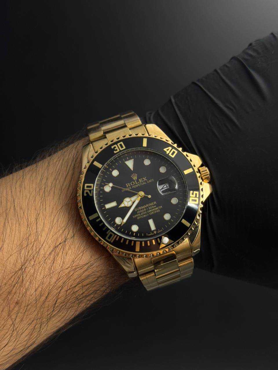 Rlx 2026 Submariner Dorado Tablero Negro Bisel Negro