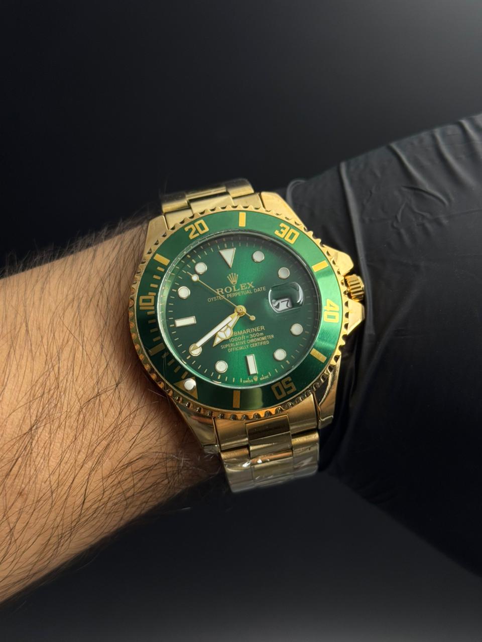 Rlx 2026 Submariner Dorado Tablero Verde Bisel Verde