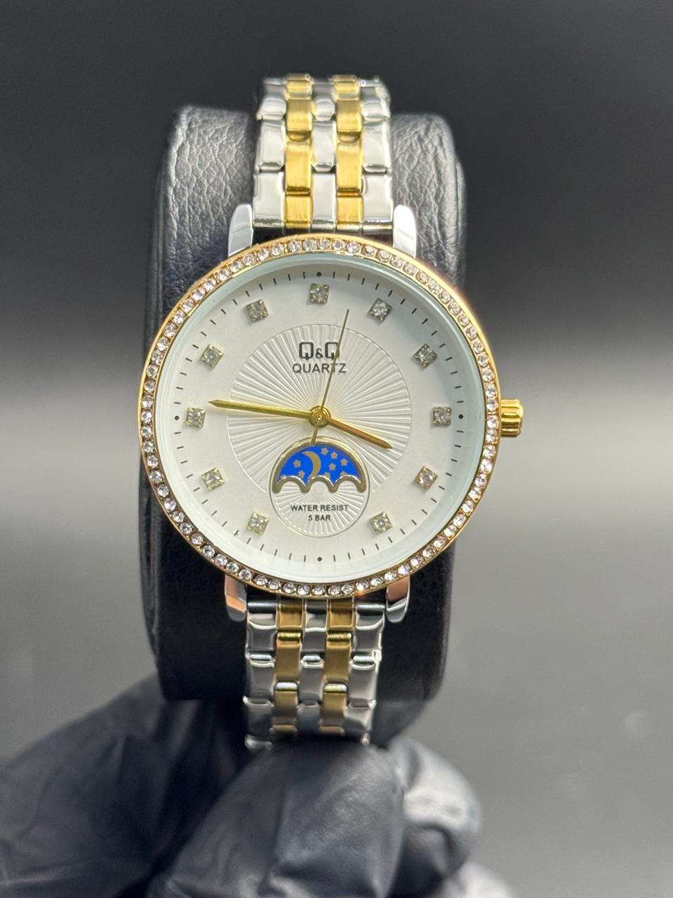 QYQ Mujer Sun Bicolor Dorado Tablero Blanco