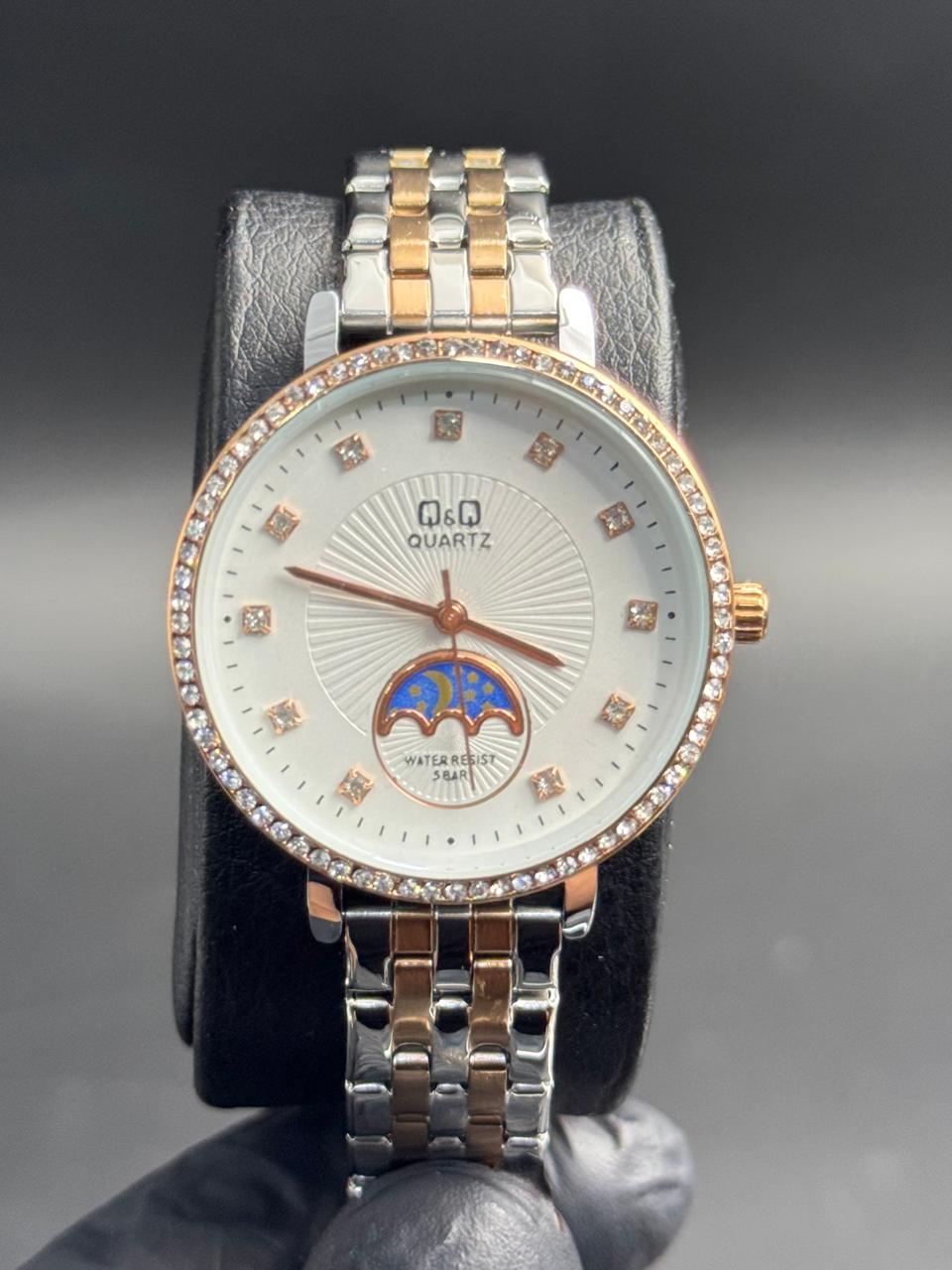 QYQ Mujer Sun Bicolor Oro Rosa Tablero Blanco