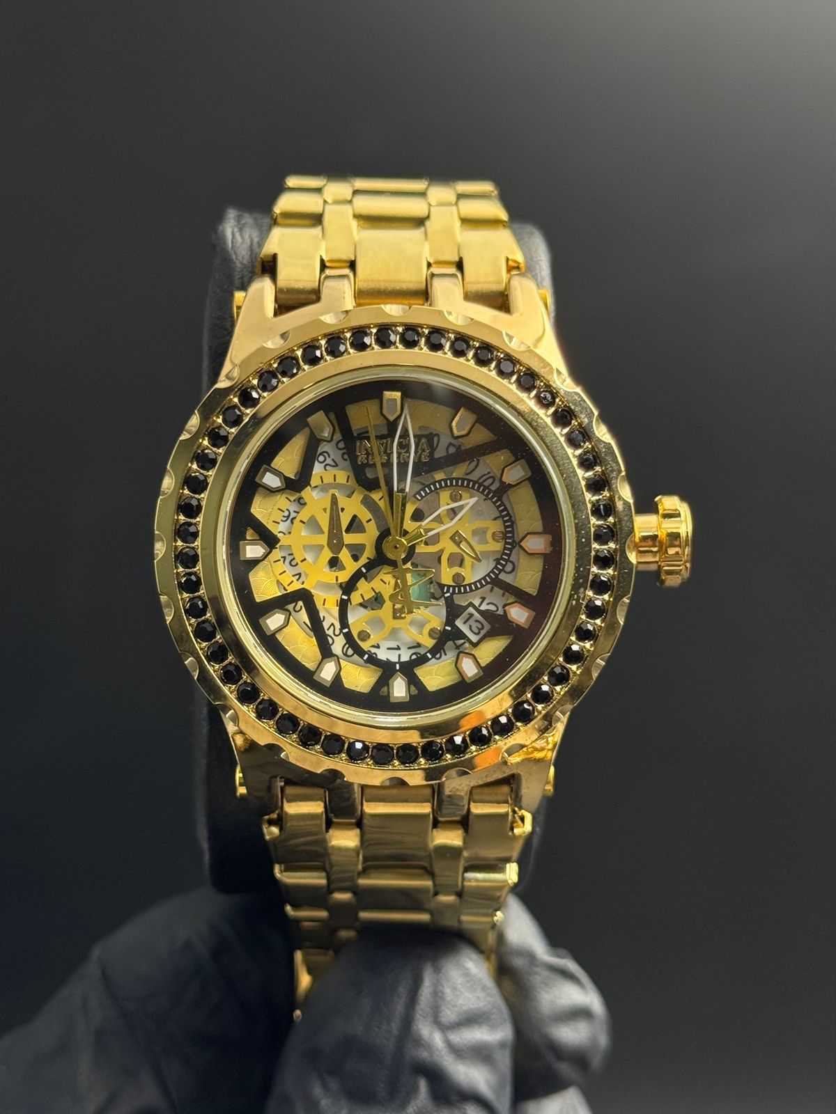 Invcta Mujer Dorado Tablero Negro