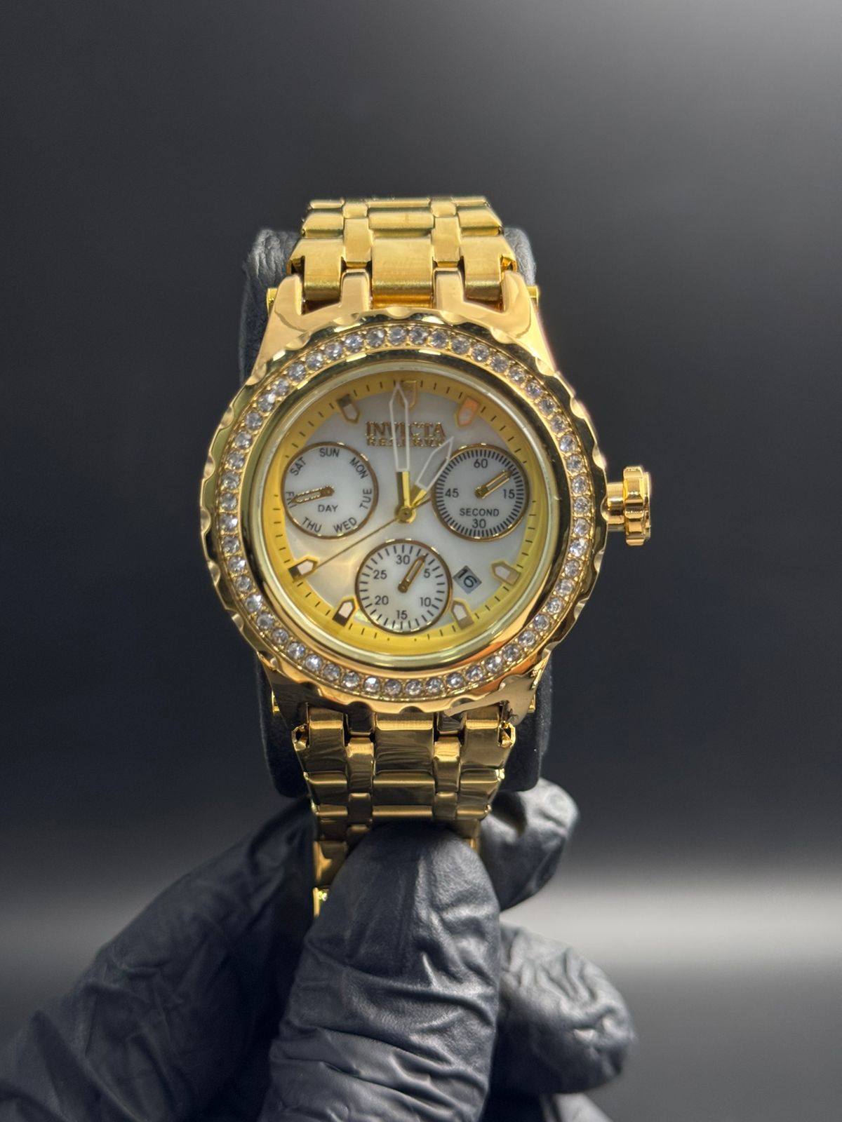 Invcta Mujer Dorado Tablero Blanco