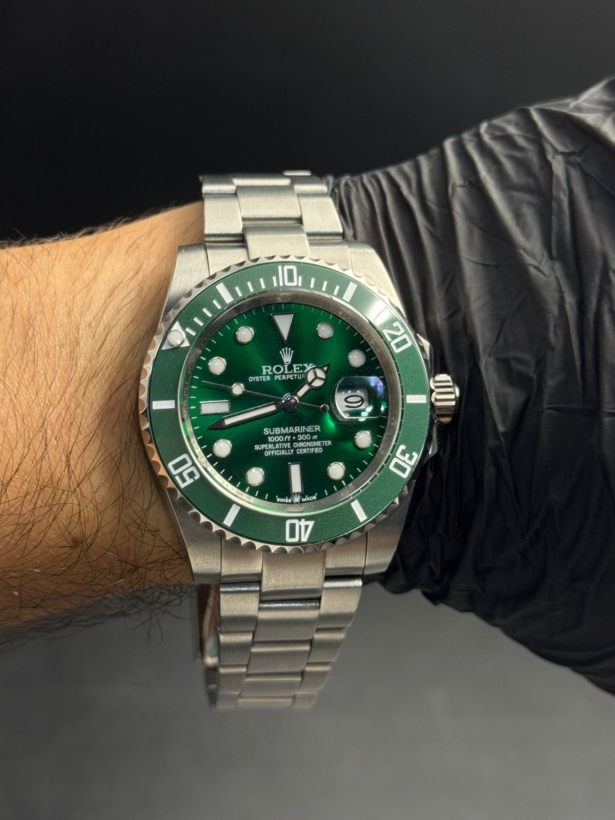 Rlx Luxury Plateado Tablero Verde Bisel Verde