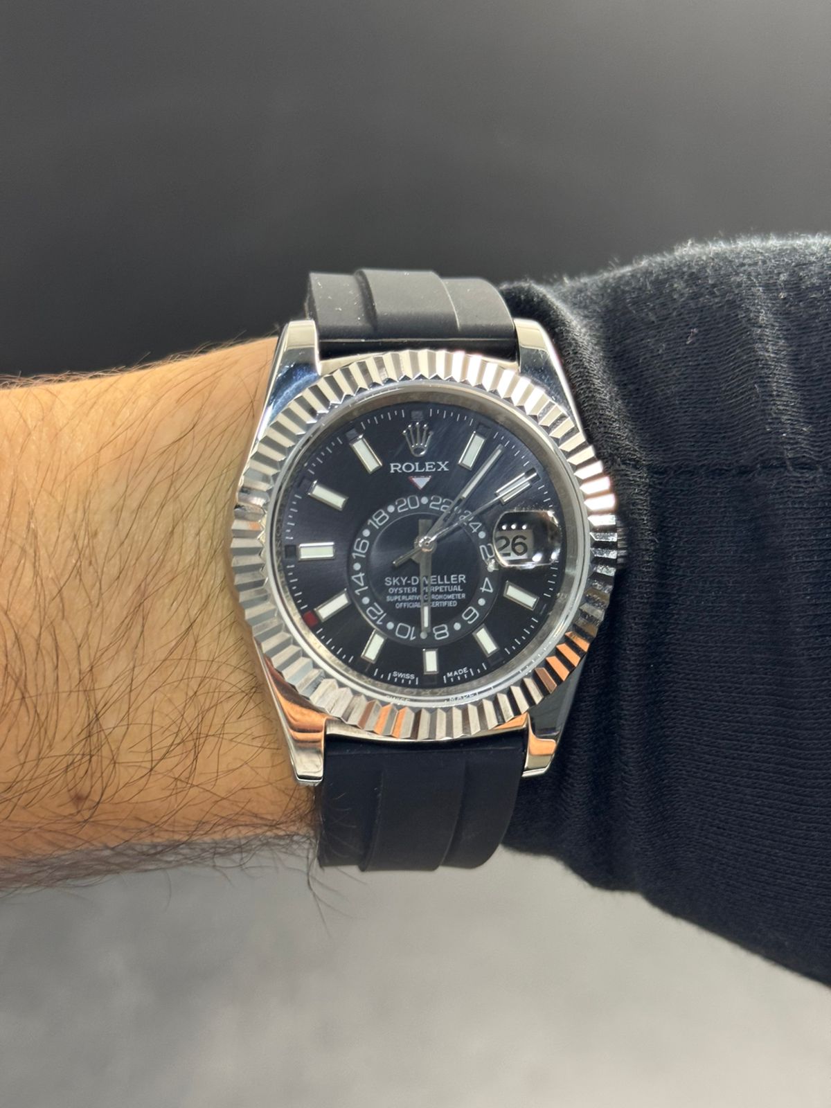 Rlx Luxury Goma Negra Tablero Negro Plateado