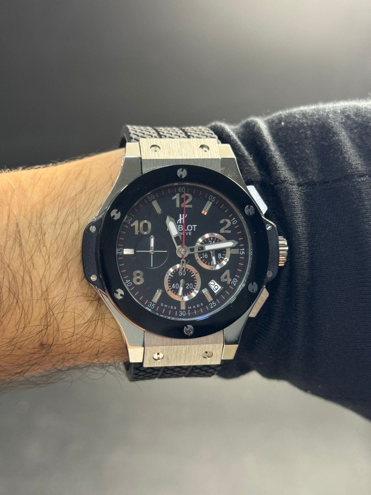 Hblt Luxury Goma Negra Tablero Negro Plateado Negro