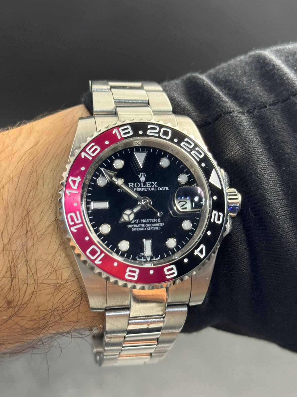 Rlx Luxury Plateado Negro Tablero Negro Bisel Negro Rojo