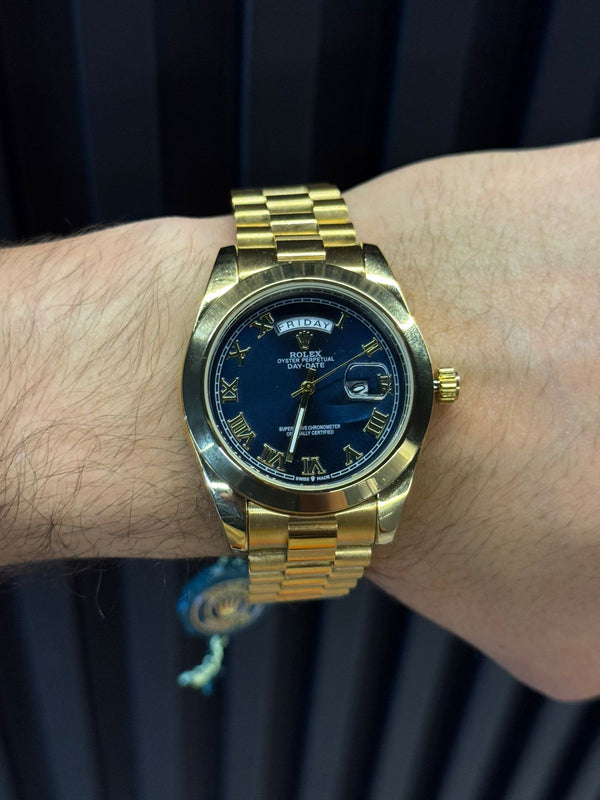 Rlx Roman Liso Dorado Tablero Azul Rey