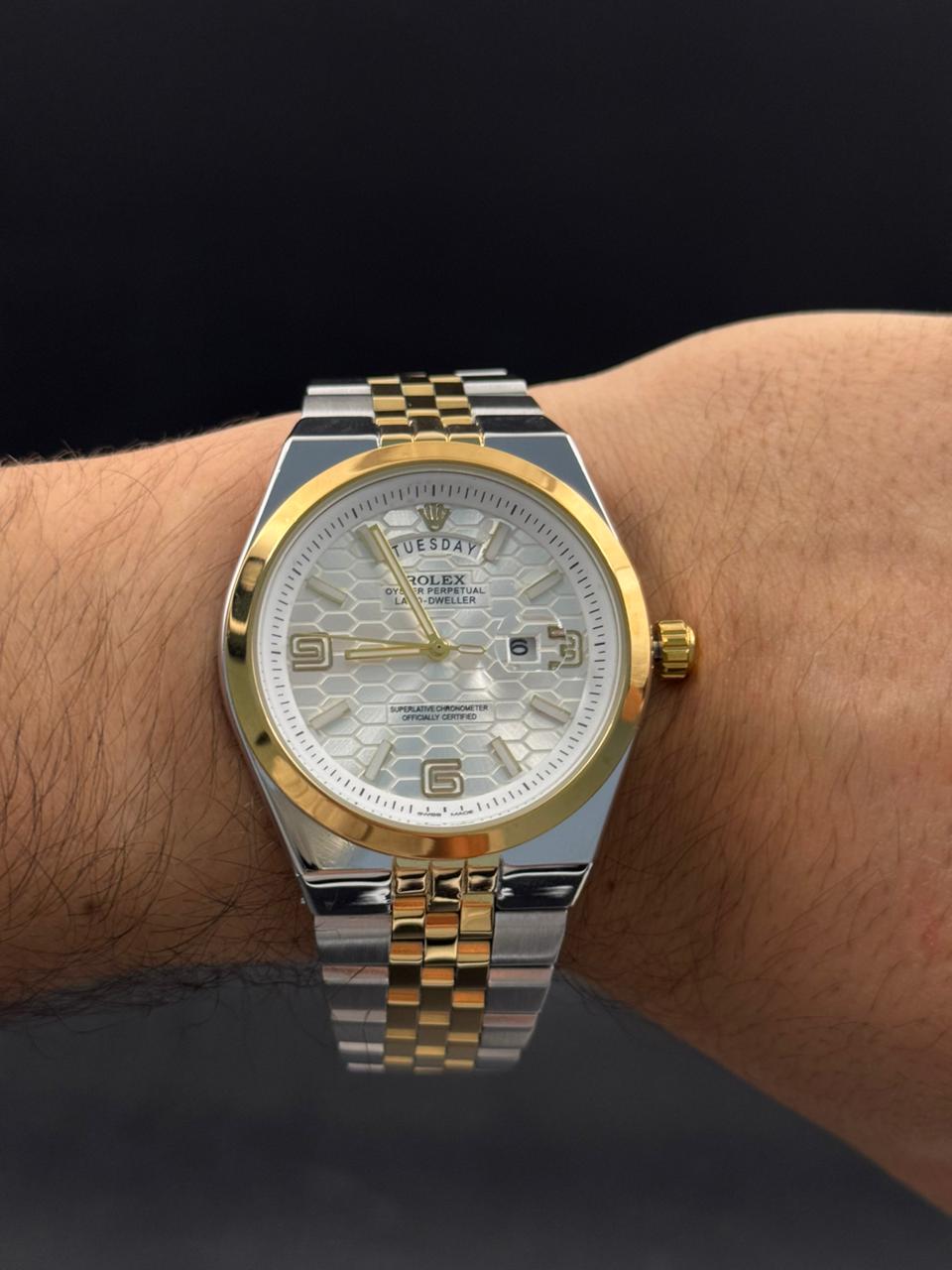 Rlx Lx Liso Bicolor Dorado Tablero Plateado