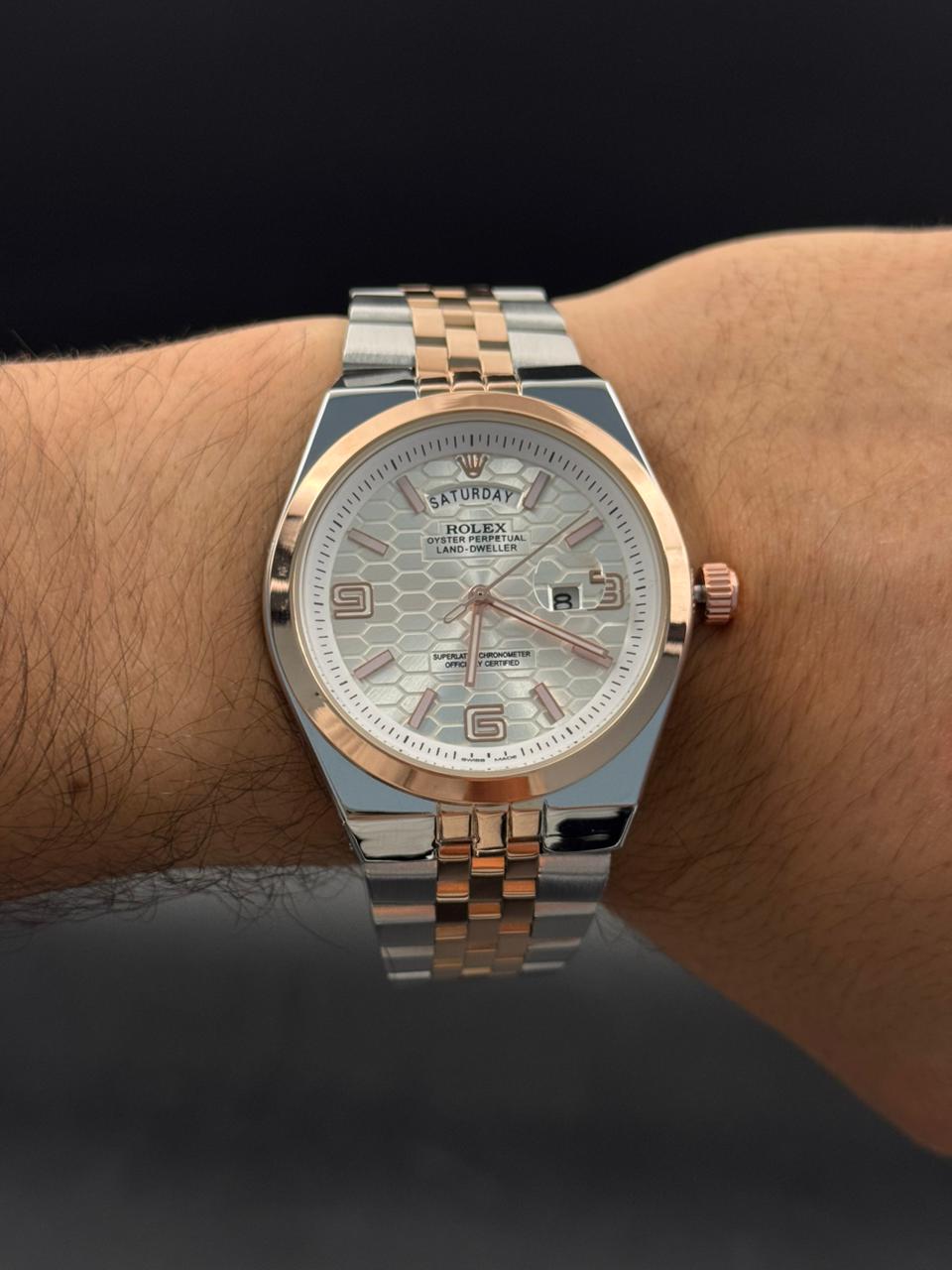 Rlx Lx Liso Bicolor Oro Rosa Tablero Plateado