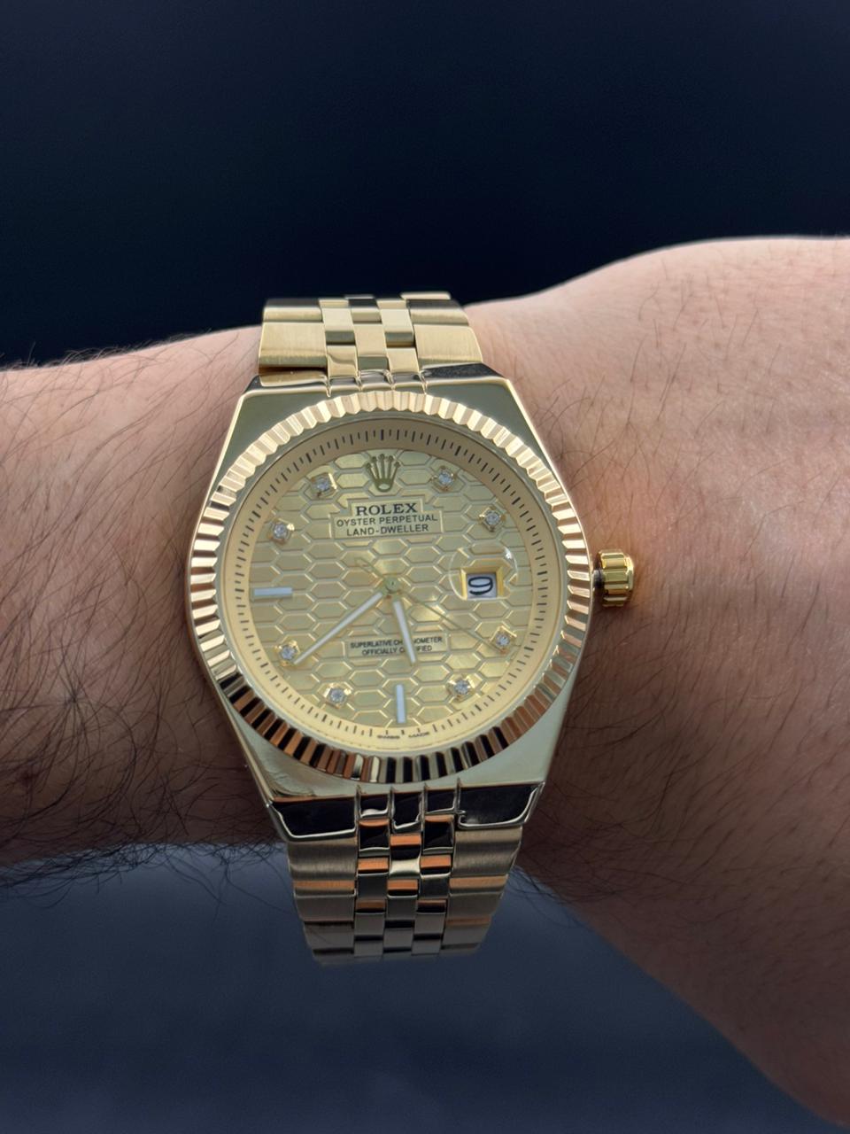 Rlx Day Date Diamond Dorado Tablero Dorado