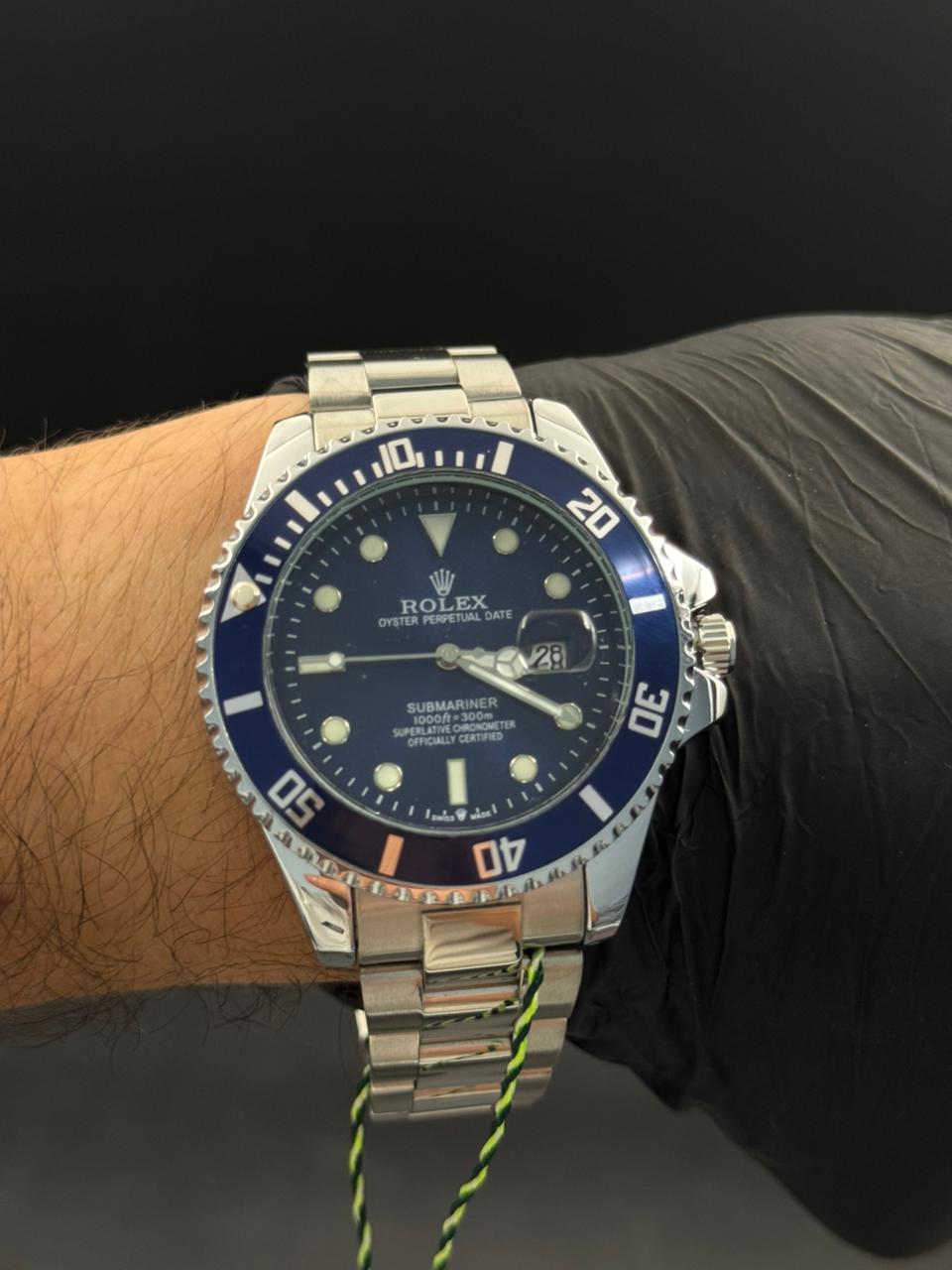 Rlx 2026 Submariner Plateado Tablero Azul Bisel Azul