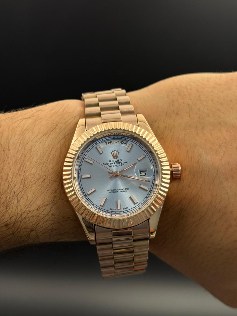 Rlx President Oro rosa Tablero Azul Claro