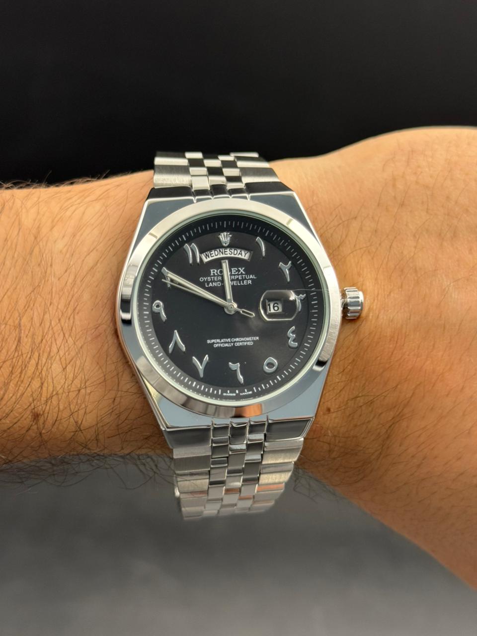 Rlx Lx Arabe Plateado Tablero Negro