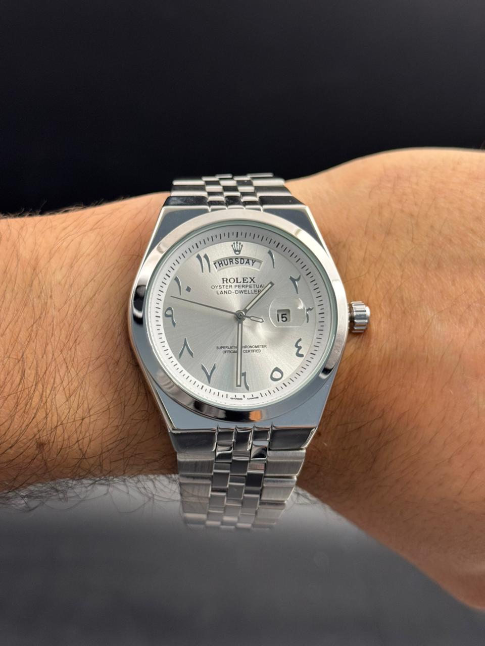 Rlx Lx Arabe Plateado Tablero Plateado