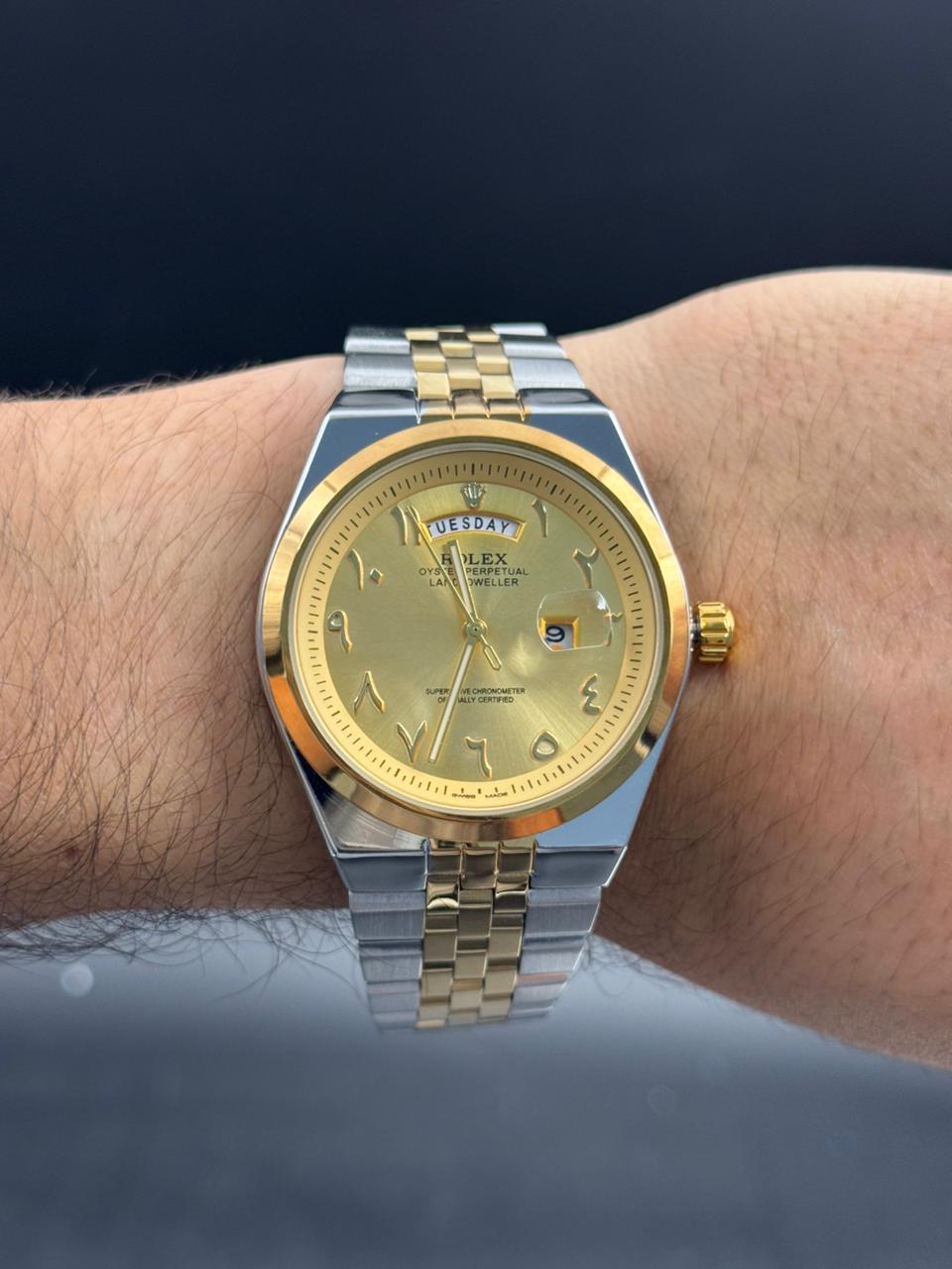 Rlx Lx Arabe Bicolor Dorado Tablero Dorado