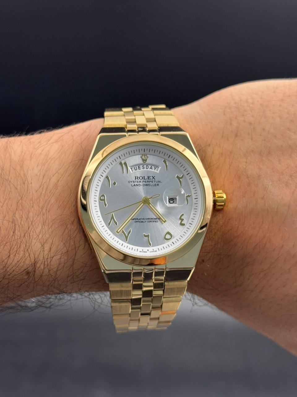 Rlx Lx Arabe Dorado Tablero Plateado