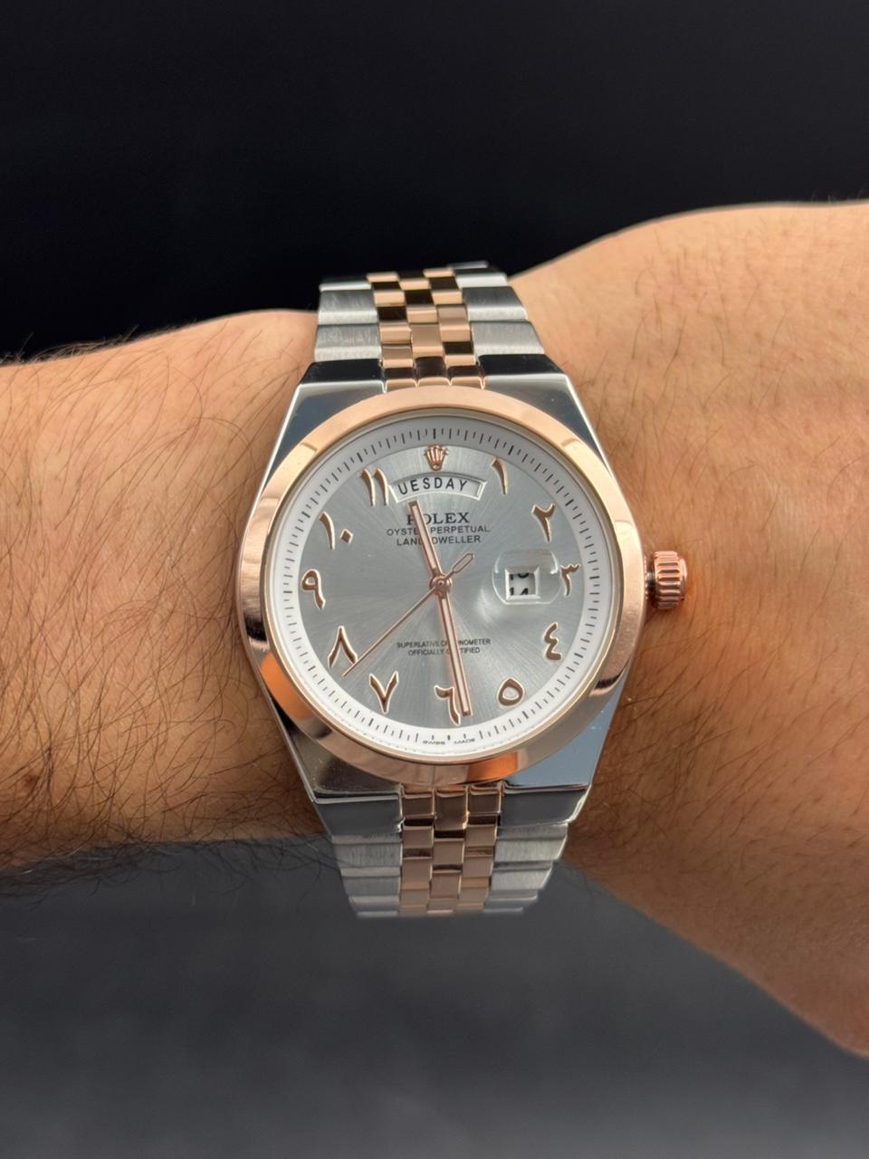 Rlx Lx Arabe Bicolor Oro Rosa Tablero Plateado