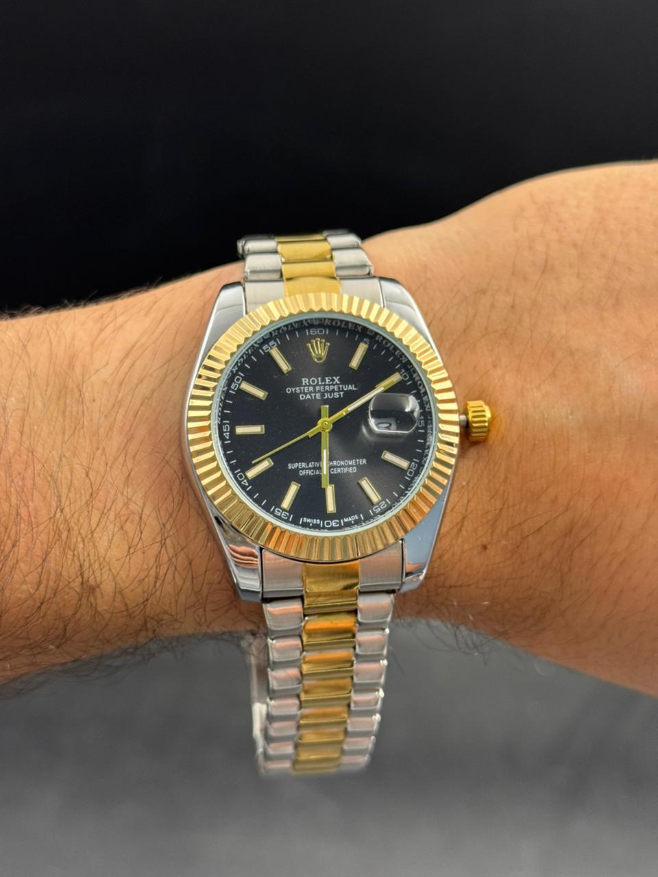 Rlx Timex Bicolor Dorado Tablero Negro