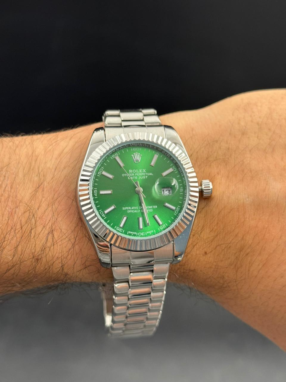Rlx Timex Plateado Tablero Verde