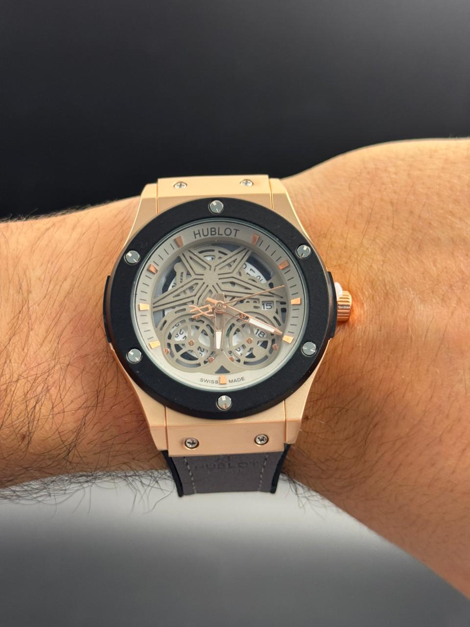 Hblt Big Bang Cuero Gris Tablero Gris Oro Rosa Negro