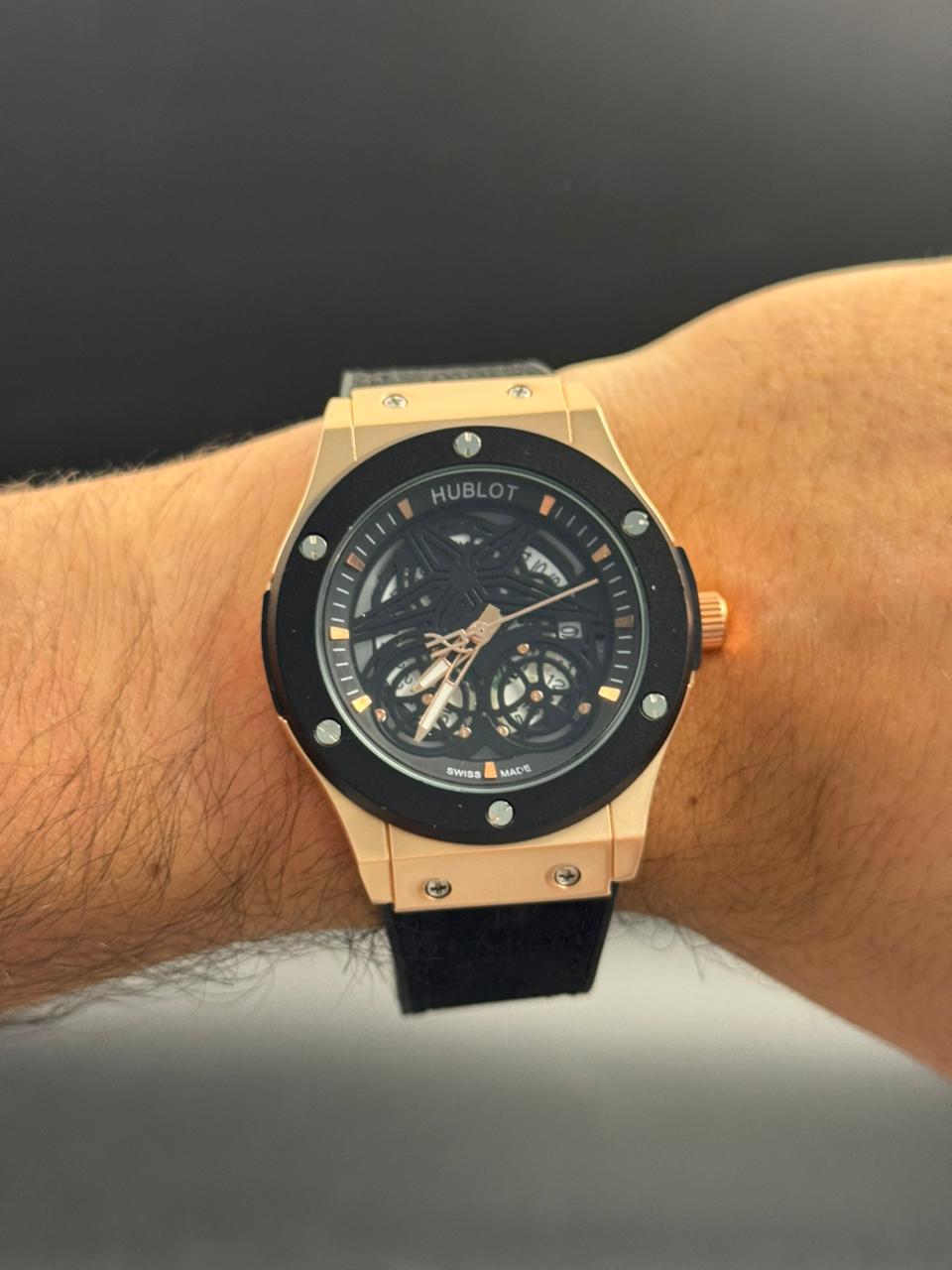 Hblt Big Bang Cuero Negro Tablero Negro Oro Rosa Negro