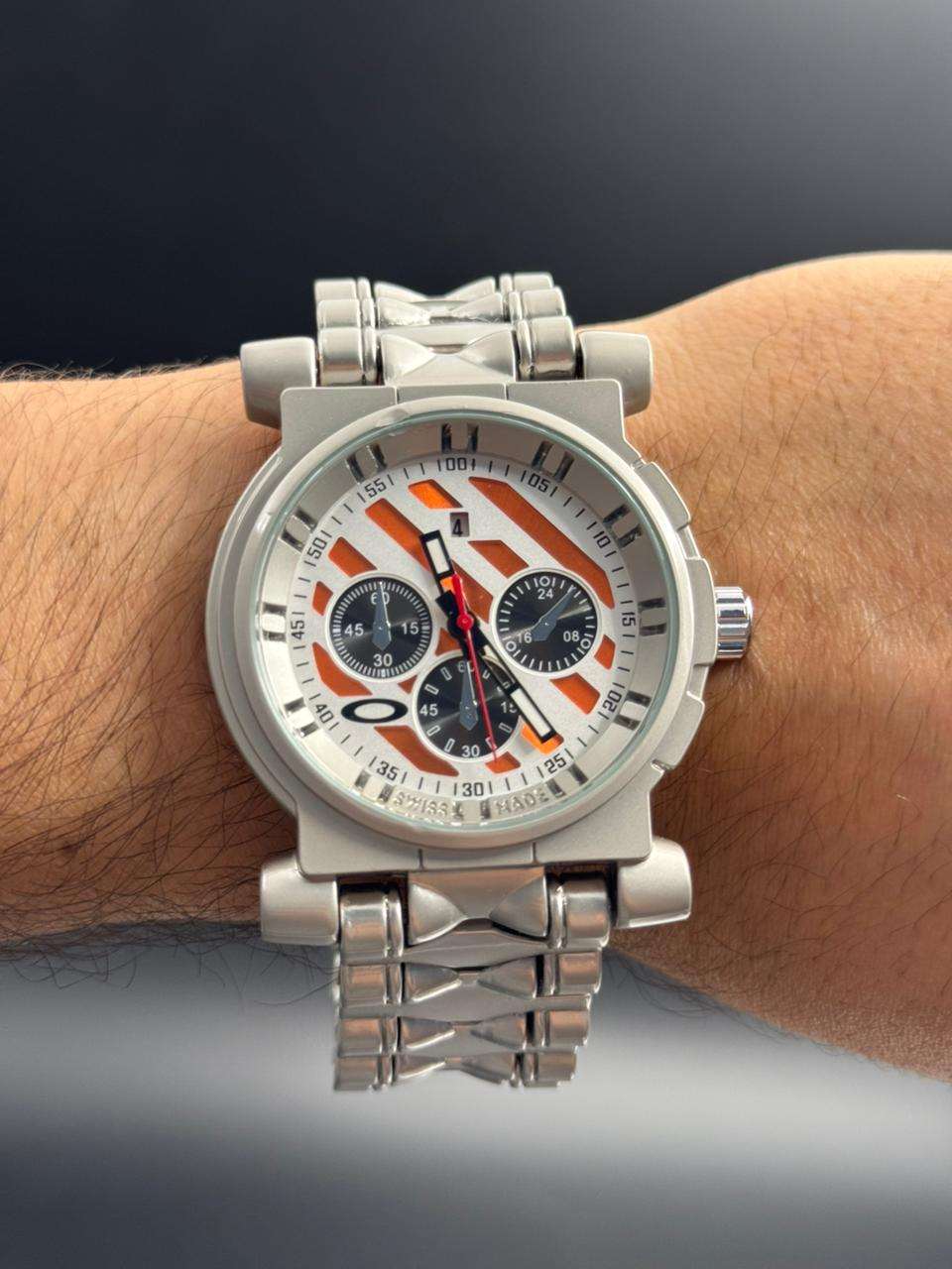 Okl 2026 Metalico Plateado Tablero Blanco Naranja