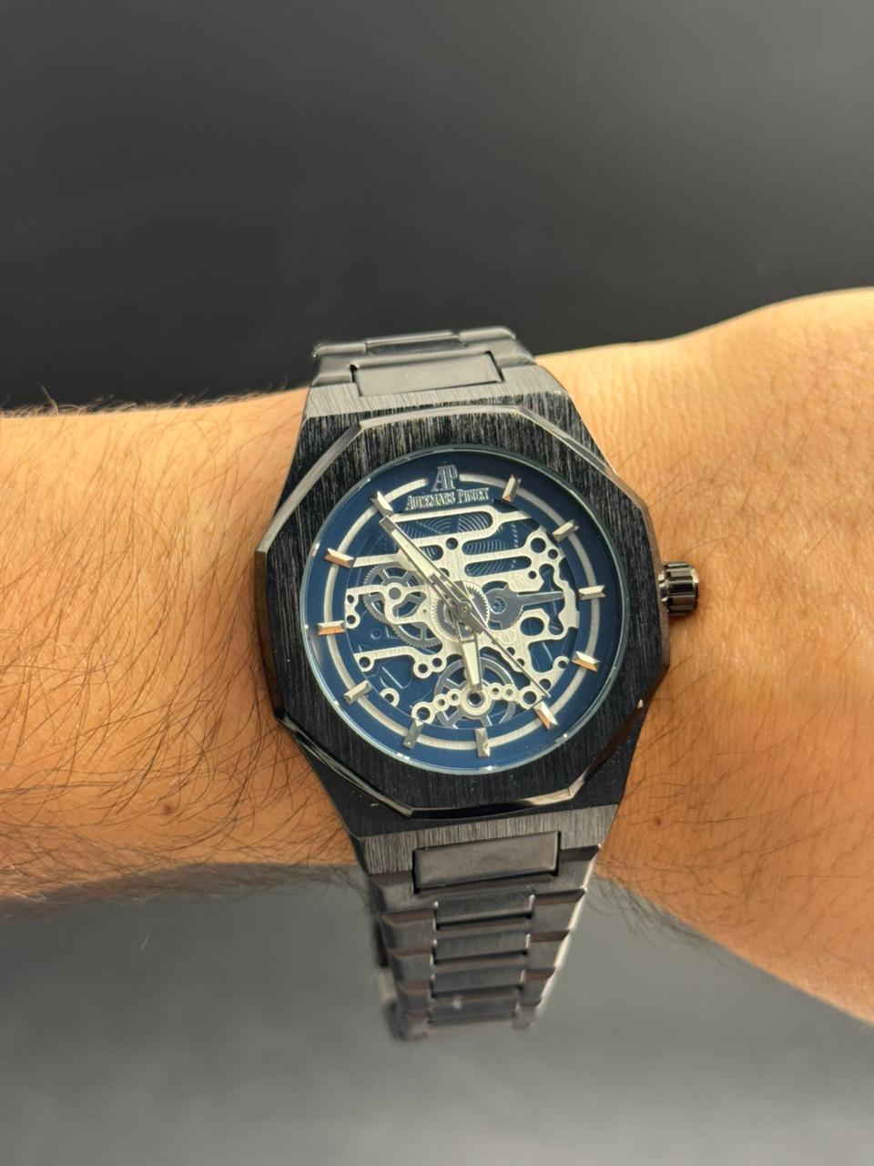 Admrs Oak Metalico Negro Tablero Azul Plateado